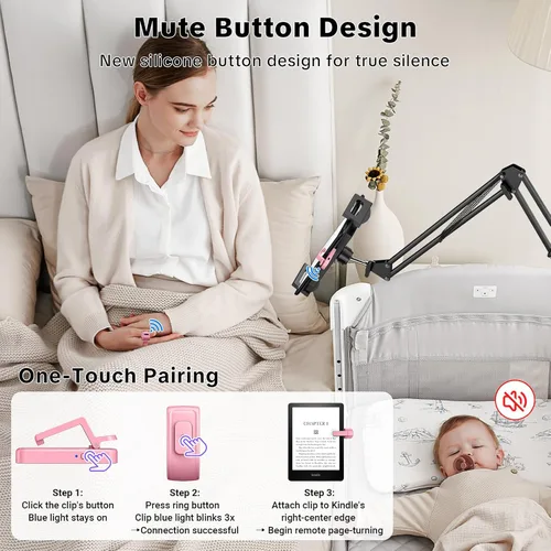 Miniatura 4 de Anillo de volteo de página remoto para Kindle Paperwhite Oasis Scribe Kobo, diseñado para estuches gruesos, clicker de volteo de página, control