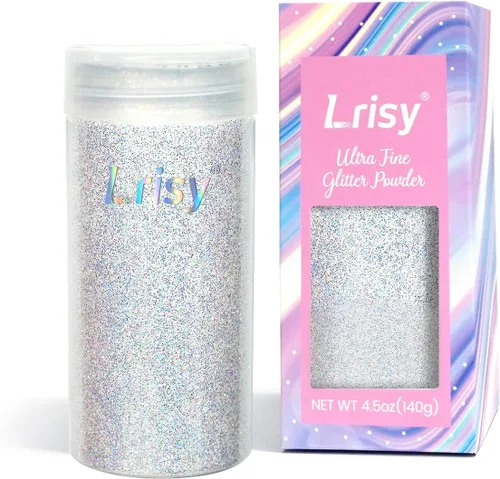 Miniatura 9 de Lrisy - Polvo holográfico de purpurina extrafina con tapa agitadora, lentejuelas con purpurina para resina epoxi, slime, vasos, uñas y artes