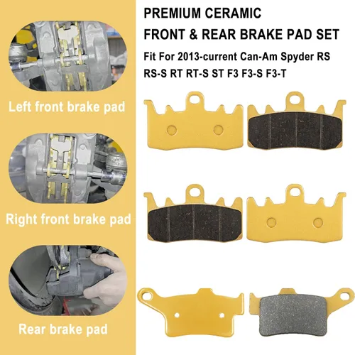 Miniatura 4 de Juego de pastillas de freno Premium de cerámica delanteras y traseras para Can-Am Spyder RS RS-S RT RT-S ST F3 F3-S F3-T, kit de pastillas de freno