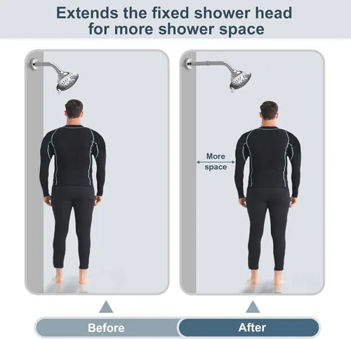 Miniatura 6 de BRIGHT SHOWERS Extensor de brazo de ducha para lluvia y cabezal de ducha de mano, brazo de extensión de cabezal de ducha de 4 pulgadas, extensión