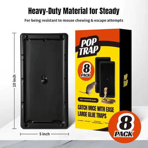 Miniatura 5 de POPTRAP Trampa para Ratas Resistente y Grande, Trampa para Ratones Súper Pegajosa con Pegamento Ultra Fuerte, Aroma a Mantequilla de Maní