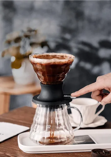 Miniatura 5 de BeeCa Clever - Gotero de café, cafetera de vidrio con control de un solo interruptor para estilos de prensa francesa y goteo, sistema de preparación