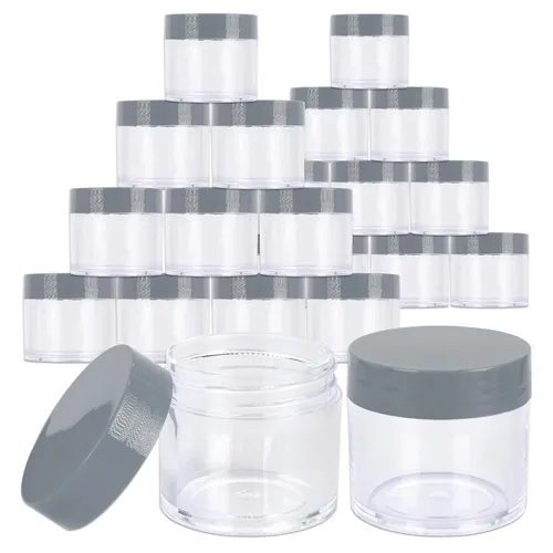 Miniatura 10 de Beauticom 1.06 oz/1.0 fl oz (1 fl. oz.) Tarros de plástico transparente de doble pared a prueba de fugas con tapas superiores planas para cremas, Oro