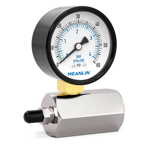 MEANLIN MEASURE 0-60Psi 2" medidores de presión de prueba de aire graduados dobles de acero, conexión FNPT de 3/4", precisión de -3-2-3%