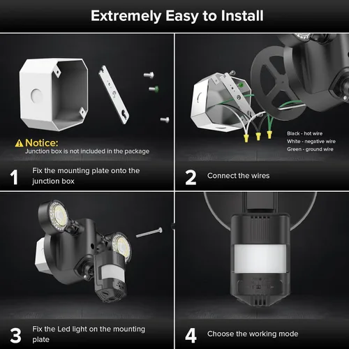 Miniatura 8 de SANSI - Luces de seguridad LED de 25 W con sensor de movimiento para exteriores, 3000 lm, 5000 K luz diurna, de atardecer a amanecer, luces
