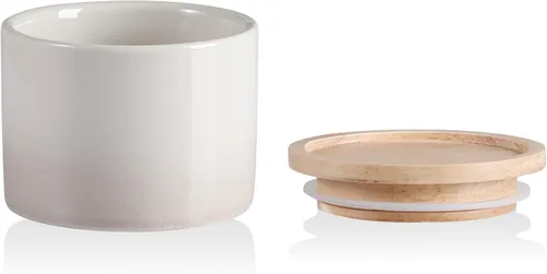 Miniatura 70 de Sweejar Kitchen Canisters - Tarro de cerámica para almacenamiento de alimentos, recipientes apilables con sello hermético y tapa de madera