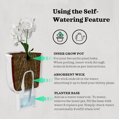 Miniatura 4 de Macetas para plantas de interior – Macetas altas de cerámica de riego automático de 7 pulgadas, maceta blanca mate con drenaje y maceta