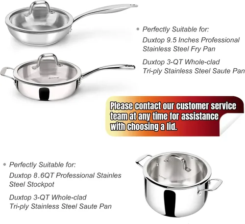Miniatura 5 de Duxtop Tapa de repuesto para utensilios de cocina (diámetro interior: 9-3/8 pulgadas, diámetro exterior: 10 pulgadas)