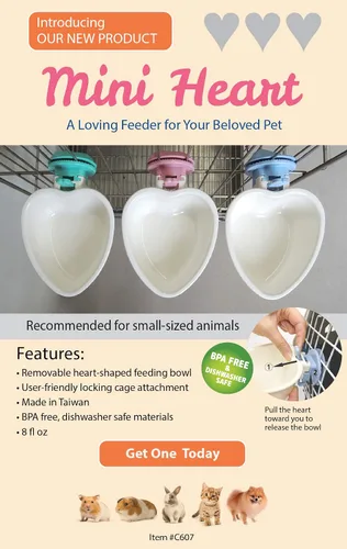 Miniatura 8 de Choco Nose Tazón de comida extraíble patentado en forma de corazón para perros, cachorros, conejos, gatos, cobayas, chinchillas, pájaros, plato
