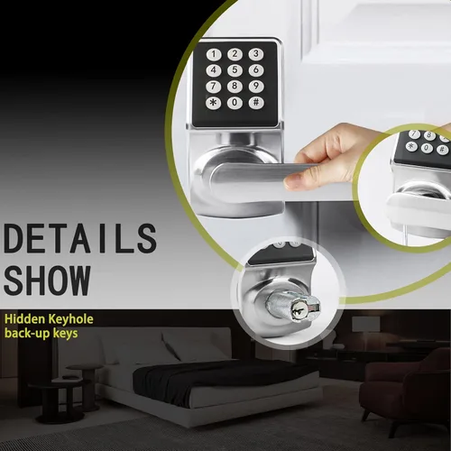 Miniatura 3 de Cerradura de puerta inteligente con teclado, cerraduras de puerta para puerta delantera, cerradura de puerta de entrada sin llave con/tarjeta