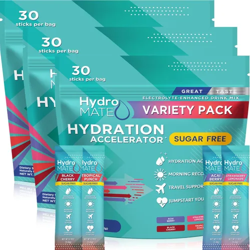 Miniatura 10 de Paquetes de hidratación sin azúcar en polvo de electrolitos Acai Berry HydroMATE 30 Sticks