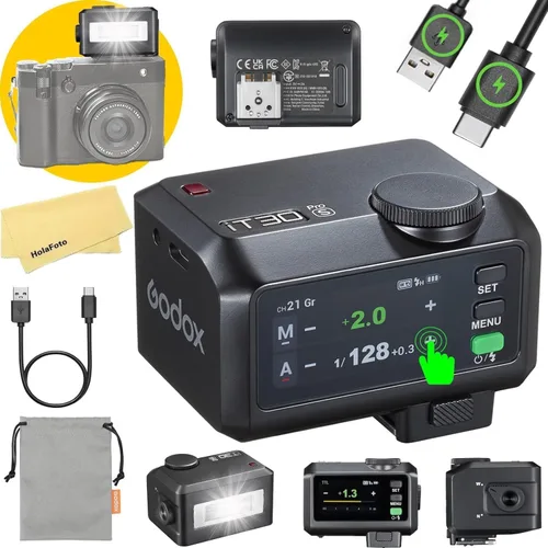 Miniatura 10 de GODOX iT30 Pro C iT30Pro C Mini TTL Flash de cámara para Canon Flash, para Canon EOS Rebel T7 T100 2000D 4000D R50 Etc, pantalla táctil, batería