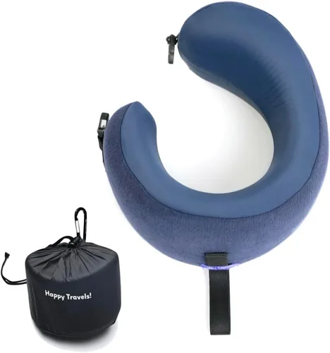 Miniatura 13 de C CUSHION LAB Almohada de viaje, galardonado diseño ergonómico patentado para mentón y cuello, almohada de espuma viscoelástica para el cuello