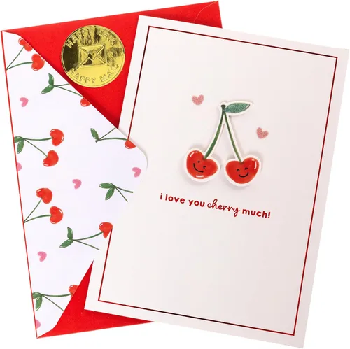 Graphique Cherry Much - Tarjeta de San Valentín hecha a mano, romántica, de amor y lindo saludo, aniversario, esposa, novia, marido, novio, ella,