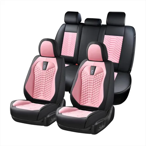 Miniatura 17 de Coverado Juego Completo de Fundas de Asiento de Automóvil, Fundas de Asiento de Cuero de Lujo para Delantero y Trasero, Fundas de Asiento En