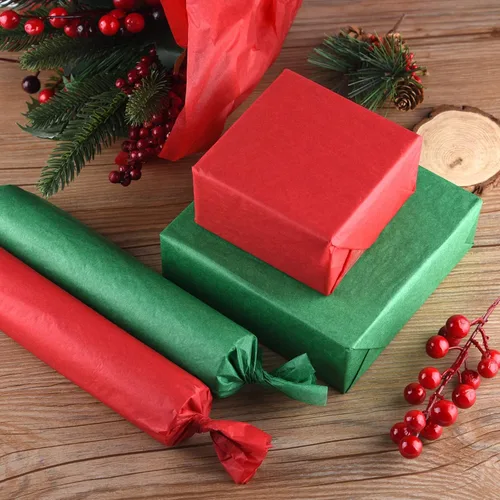 Miniatura 6 de MIAHART 60 hojas de papel de seda navideño a granel 50x35cm, papel de regalo rojo y verde para DIY y bolsas de regalo para manualidades y decoración
