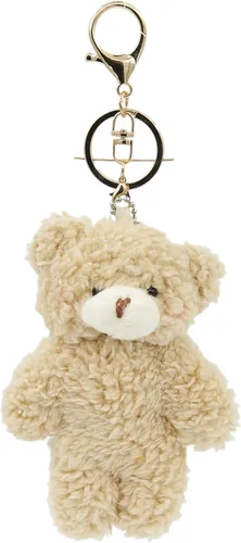 Llavero de peluche de oso de juguete para niños con corazón morado de 5 pulgadas de peluche, mochila con colgante de regalo para niñas (A-marrón)