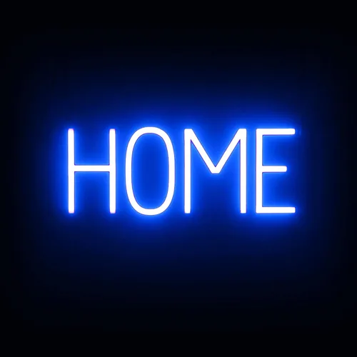 SpellBrite Letrero de hogar | Aspecto de letrero de neón para el hogar, luz LED azul | 17.7 x 6.3 pulgadas