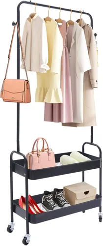 Perchero de entrada con estante de almacenamiento de zapatos y ganchos, organizador de armario de pie, estante de ropa para pasillo, dormitorio,