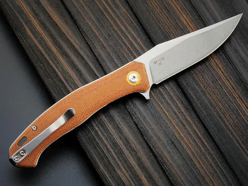 Miniatura 3 de Sitivien ST112 Cuchillo plegable, hoja D2 y mango de micarta, cuchillo herramienta EDC con clip de bolsillo para camping al aire libre, senderismo