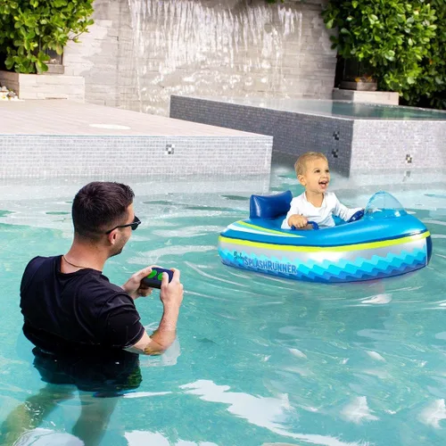 Miniatura 2 de PoolCandy Flotador motorizado para piscina para bebés con control remoto Barco inflable seguro para niños pequeños Edades 1 a 4 Protector