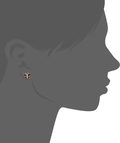 Miniatura 2 de Tienda Collection Genuine or Created Gemstone Butterfly Stud Earrings in Sterling Silver