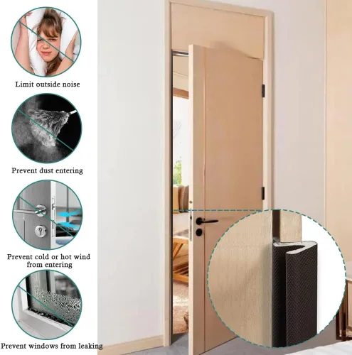 Miniatura 2 de LSGCQ Kerf Burlete Sellador para Puerta Tira Selladora 26 Pies Espuma Q Burlete Sellador para Puerta con Instalación de Ranura para Tarjeta de Marrón