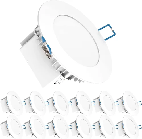 Sunco - Paquete de 12 Luces LED Empotrables Ultrafinas de 4 Pulgadas, Luces de Techo Delgadas, 4000K Blanco Frío, 10W, Clasificadas para Humedad,
