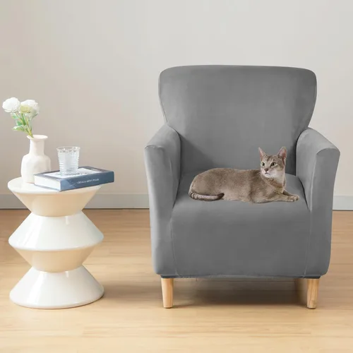 Miniatura 6 de Gollense Funda para sillón de banquete, de terciopelo de lujo, con brazos, fundas elásticas para sillas de sala de estar, funda suave para silla
