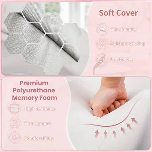 Miniatura 8 de Almohada de cuña ergonómica de espuma viscoelástica para adultos en posición prona, almohada de cama para sentarse, alivio del dolor de espalda