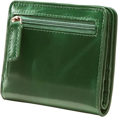 Miniatura 12 de Itslife - Cartera de piel con cierre de cremallera para mujer, tamaño pequeño, con ventana para identificación, marrón (Waxed Brown)), 1301