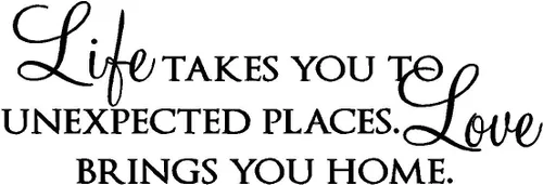 Epic Designs, Letras de vinilo con texto en inglés "Life Takes You to Unexpected Places. Love Brings You Home"