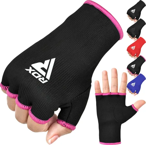 Miniatura 12 de RDX Guantes de mano para boxeo, guantes internos para hombres y mujeres, vendas elásticas de medio dedo, protección para los puños debajo