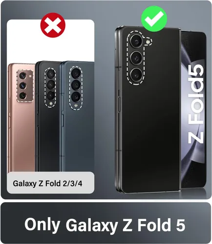 Miniatura 2 de Vihibii Funda para Samsung Galaxy Z Fold 5 con soporte para S Pen, tarjetero y cubierta de lente deslizante, protector de pantalla y protección