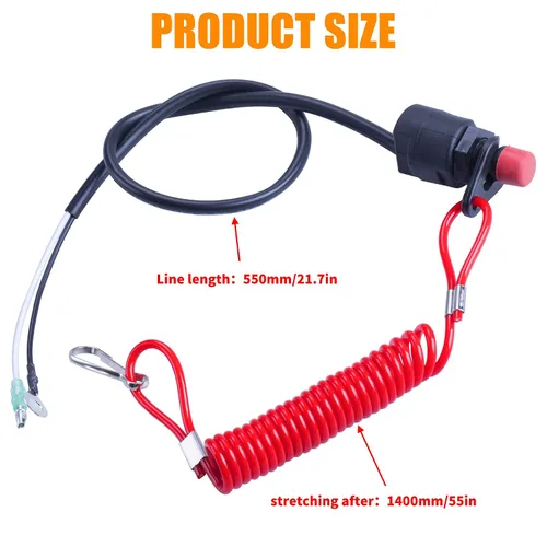Miniatura 2 de Cordón universal fuera de borda para motor para matar el motor con interruptor de parada urgente/cordón de seguridad, 2 piezas compatible