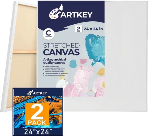 Miniatura 28 de Lienzos estirados para pintar de 12 x 12 pulgadas, paquete de 7, 10 oz triple imprimación libre de ácido 100% algodón lienzo en blanco, lienzo