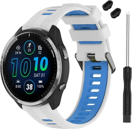 Miniatura 22 de Correa compatible con reloj Garmin Forerunner 965 – Correa de repuesto de silicona suave para reloj inteligente 965 para mujeres y hombres