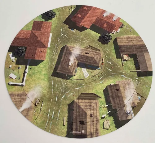 Miniatura 2 de Alfombra de juego de pueblo de 24 pulgadas de diámetro con borde cosido de rejilla de 1 pulgada, doble cara con terreno universal de mazmorra