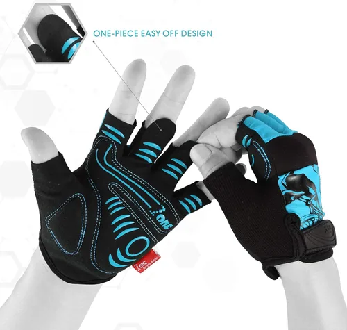 Miniatura 5 de FOUR-AM Guantes de ciclismo, guantes de bicicleta de 0.157 in de seguridad en los nudillos. Guantes de ciclismo de montaña de medio dedo MTB DH