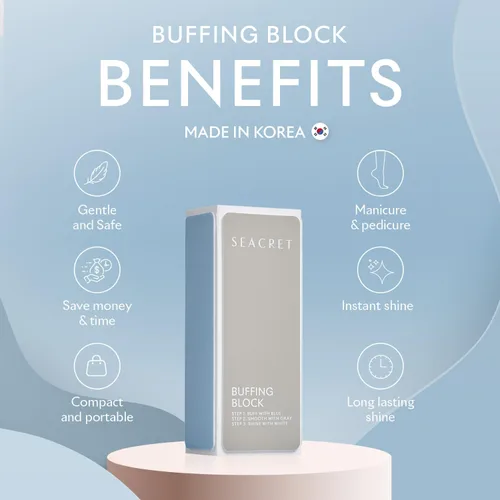 Miniatura 3 de SEACRET Minerals - Bloque profesional para pulir uñas, bloque de pulido de 3 maneras, el secreto para uñas brillantes, manicura y pedicura, paquete