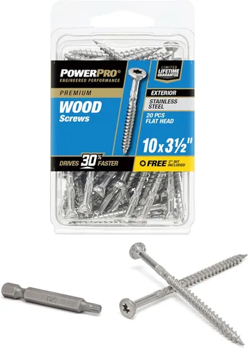 Miniatura 15 de Power Pro 48625 Tornillos para madera, #8 x 1, tornillos marinos de acero inoxidable premium, resistentes a la corrosión, acero inoxidable, tubo