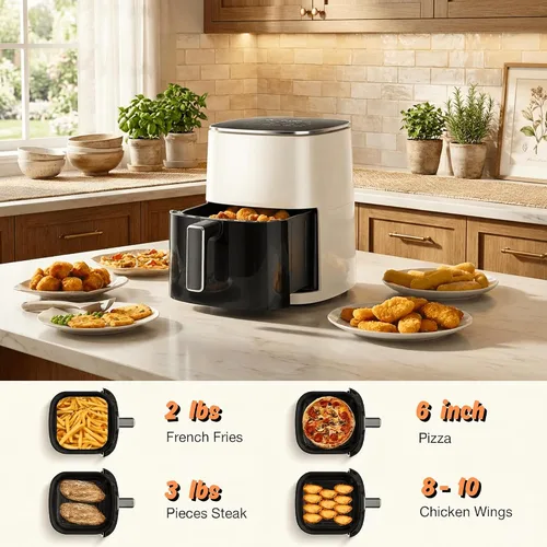 Miniatura 4 de Freidora de aire de 6.34 cuartos con ventana transparente, horno freidora de aire 12 en 1, freidora de aire cuadrada, freír con aire, asar, Nuevo