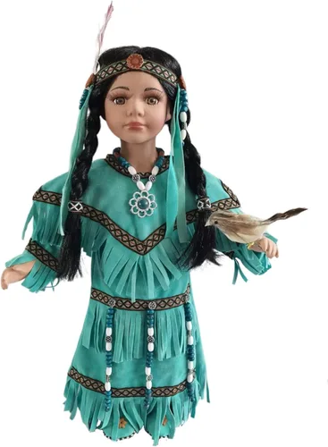 Miniatura 4 de KINNEX COLLECTIONS SINCE 1997 Muñeca coleccionable de porcelana india india americana de 16" (Induma) D16747 Editon