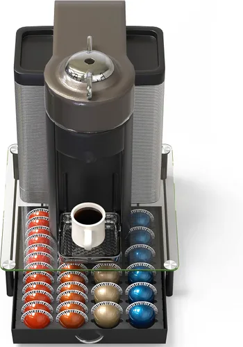 Miniatura 5 de Deco Brothers cajón de almacenamiento con soporte para cápsulas Nespresso vidrio templado, VertuoLine Negro