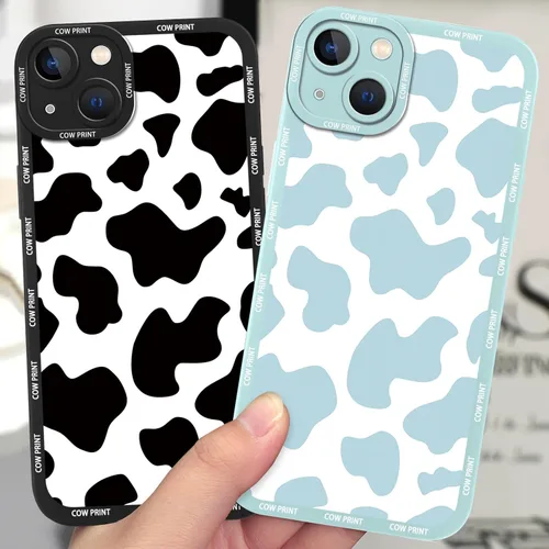 Miniatura 6 de Paquete de 2 bonitas fundas de teléfono para Apple iPhone 13 de 6.1 pulgadas, funda protectora de silicona con estampado de vaca a la moda, delgada