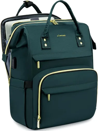 Miniatura 13 de LOVEVOOK Mochila para portátil de mujer, mochila de 15,6 pulgadas con cargador, mochila resistente al agua para profesores, mochila de trabajo