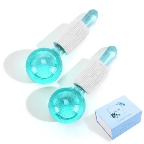 Globos de hielo para tratamientos faciales, rodillos faciales sin congelador con esencia para rutinas de belleza diarias, masajeadores de piel, Verde