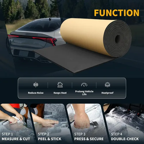 Miniatura 5 de X AUTOHAUX Alfombrilla de amortiguación de sonido de 276 mil 0.276 in 0.16 pies cuadrados de espuma de celda cerrada, material autoadhesivo