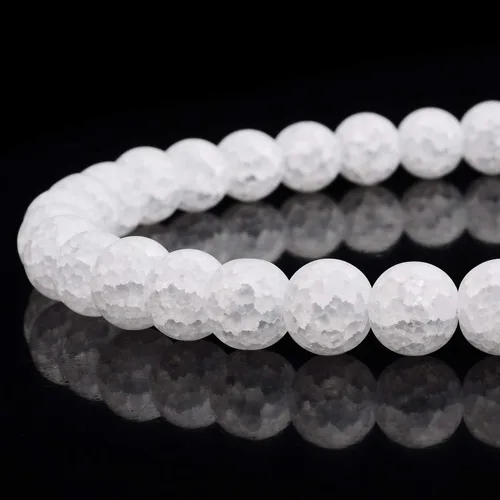 Miniatura 14 de RUBYCA Natural AAA Grado Blanco Claro Cuarzo Cristal Crackle Redondo Perlas Joyería Fabricación 1 Strand 0.157 in