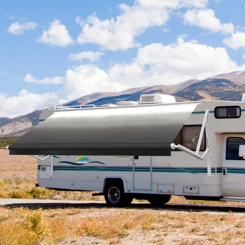 Suncode Toldo de autocaravana para RV y cámper, toldo eléctrico para caravana, kit completo de toldo eléctrico para cámper, marco blanco y negro
